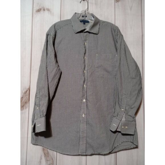 Tommy Hilfiger Shirt Men's 16.5 Black White Check Button‎ Front Long Sleeve - Picture 1 of 8